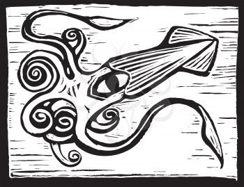 Royalty Free Clipart Image of a Giant Squid