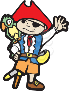 Royalty Free Clipart Image of a Boy Dressed as a Pirate