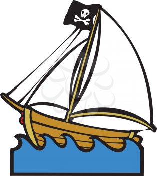 Royalty Free Clipart Image of a Pirate Ship 