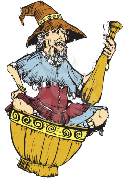 Royalty Free Clipart Image of Baba Yaga the Russian Witch