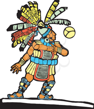 Royalty Free Clipart Image of a Mayan Man Playing Baseball