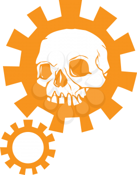 Royalty Free Clipart Image of Skulls in Mechanical Gears