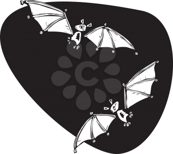 Royalty Free Clipart Image of Bats Flying