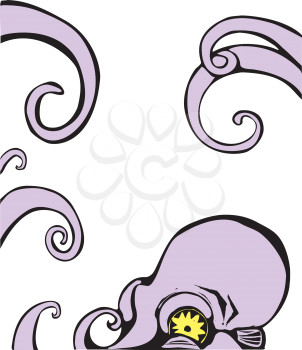 Royalty Free Clipart Image of a Purple Octopus 