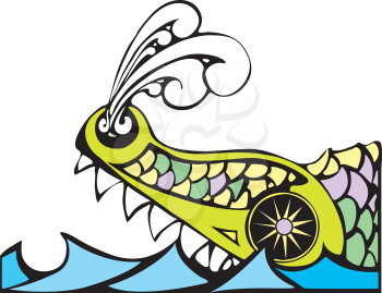 Royalty Free Clipart Image of the Biblical Leviathan
