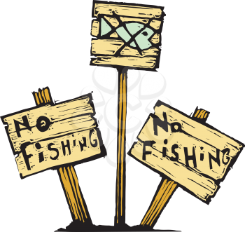 Royalty Free Clipart Image of No Fishing Signs