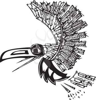 Royalty Free Clipart Image of a Mythical Raven
