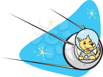 Royalty Free Clipart Image of a Dog Wearing a Jet Pack in Space