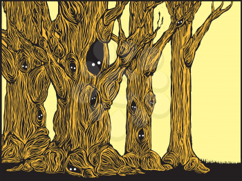 Royalty Free Clipart Image of Spooky Trees