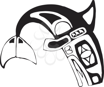Royalty Free Clipart Image of Killer Whale Tribal Art