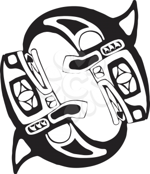 Royalty Free Clipart Image of Killer Whale Tribal Art