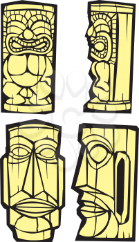 Royalty Free Clipart Image of Tiki Heads