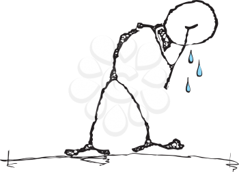 Royalty Free Clipart Image of a Crying Man