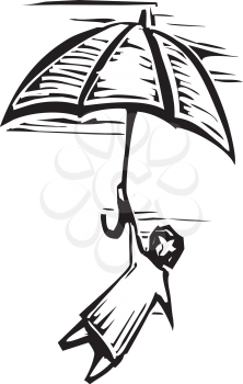 Royalty Free Clipart Image of a Person Holding an Umbrella
