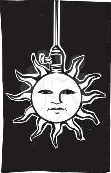 Royalty Free Clipart Image of a Hanging Sun Electrical Socket