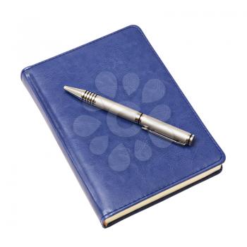 Royalty Free Photo of a Blue Diary and Pen