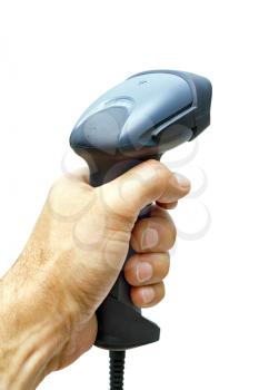 Royalty Free Photo of a Person Holding a Bar Code Scanner
