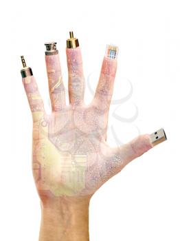 Royalty Free Photo of a Hand Of Computer Components