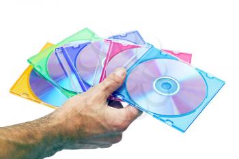Royalty Free Photo of a Person Holding DVDS