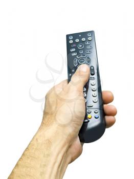 Royalty Free Photo of a Person Holding a Remote Control