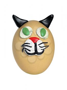 Royalty Free Photo of a Cat Face on and Egg