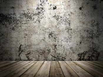 concrete wall and wooden floor in a grunge style