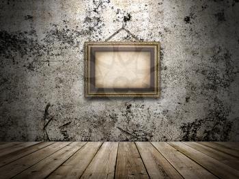 Royalty Free Photo of a Grunge Wall With a Vintage Frame