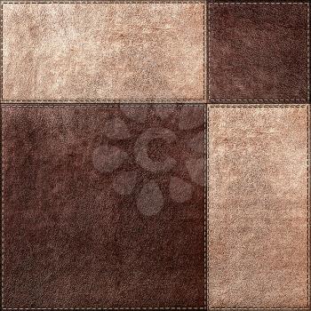 Seamless texture combination of leather squares in vintage style