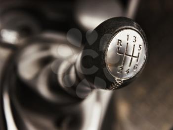 the shift lever manual gearbox closeup