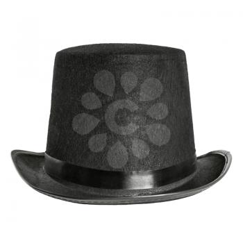 black felt hat isolated on white background. front view