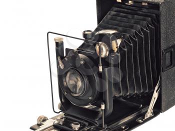 vintage photographic camera isolated on white background
