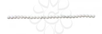 string of white beads isolated on white background
