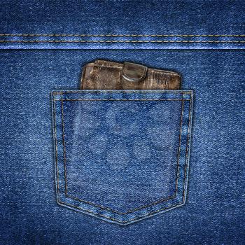 background simple denim with pocket and wallet
