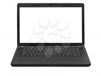 laptop with a blank screen isolated on white background