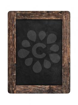 Chalkboard in old wooden frame isolated on white background