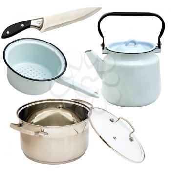 Set of kitchen utensils isolated on white background