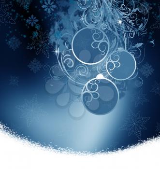 Royalty Free Clipart Image of a Snowy Ornamental Background