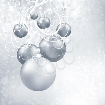 Royalty Free Clipart Image of a Silvery Christmas Balls Background