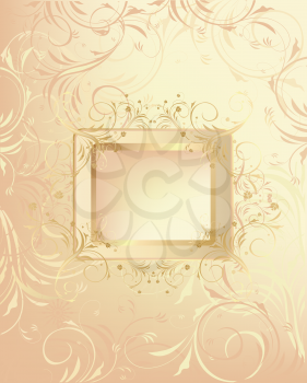 Vector pastel and gold decorative floral design frame