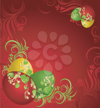 Red background with easter eggs and pattern