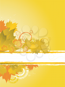 Autumn background with floral frame and leafs