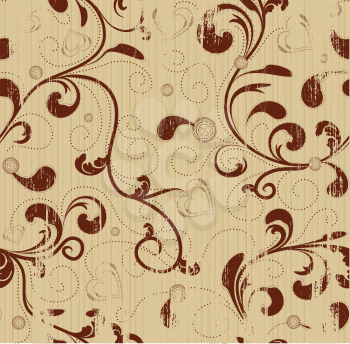 Grunge floral seamless brown and red beauty background