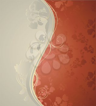 Illustration with decorative seamless royal ornament and floral wave