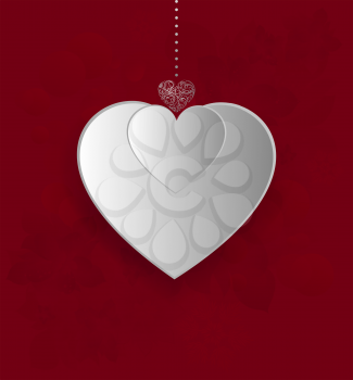 Valentine's Background With Design Heart On A Red Background