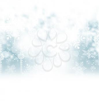 Holiday Background With Christmas Ball, Snow And Snowflakes