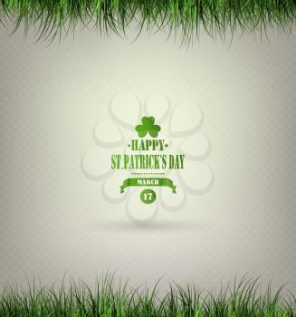 Saint Patrick's Day Background  With Grass, Leaf And Title Inscription
