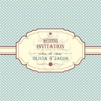 Vintage Wedding Invitation With Checkered Background And Title Inscription