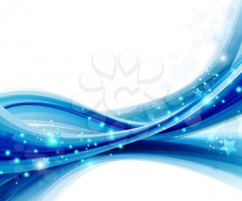 Abstract Blue And White Background With Stars And Twinkle