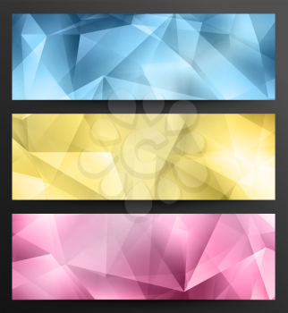 Set Of Crystal Abstract Geometric Web Banners