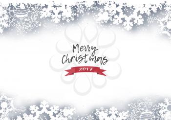 Christmas Holiday Winter Background With Shadows, Snowflakes And Text 